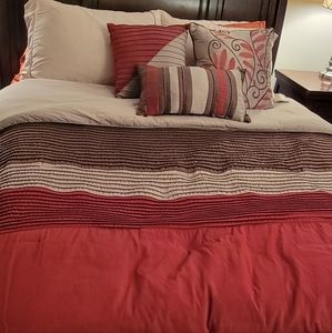 Red, brown and gold queen bedspread